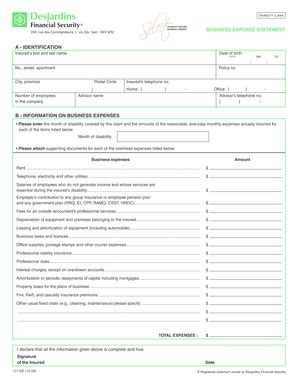 Fillable Online A Identification Desjardins Life Insurance Fax