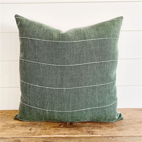 Truett Dark Green Linen Pillow Cover Linen Pillow Green Etsy Olive