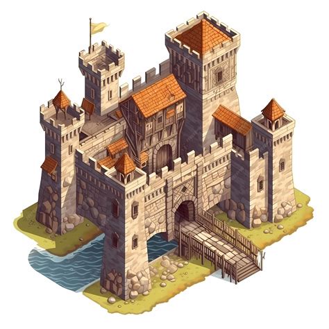 Desenho De Castelo Medieval - Um castelo medieval com ilustração de arte digital de paredes ...
