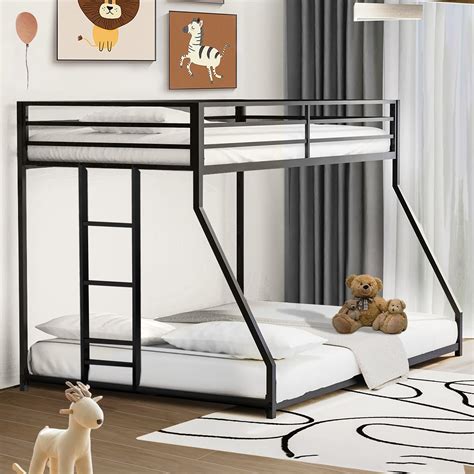 Twin Over Full Bunk Bed Lifesky Metal Bunkbeds Full Bottom Low Profile Removable