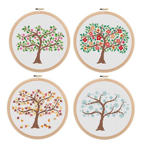 Cross Stitch Tree Cross Stitch Flowers Summer Trees Spring Tree