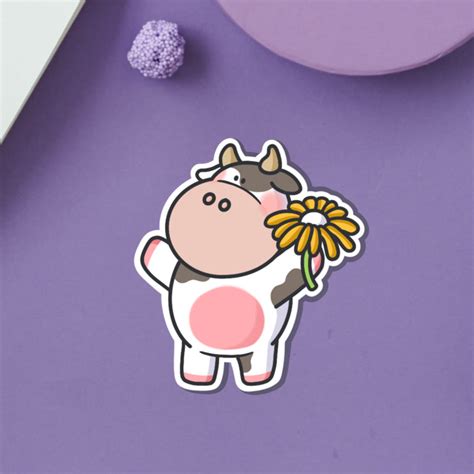 Cute Cow Vinyl Sticker Cute Vinyl Stickers Toastedink