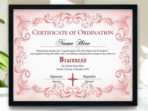 Deaconess Ordination Certificate Template 11x8 5 Ordained Minister Certificate Of Ordination