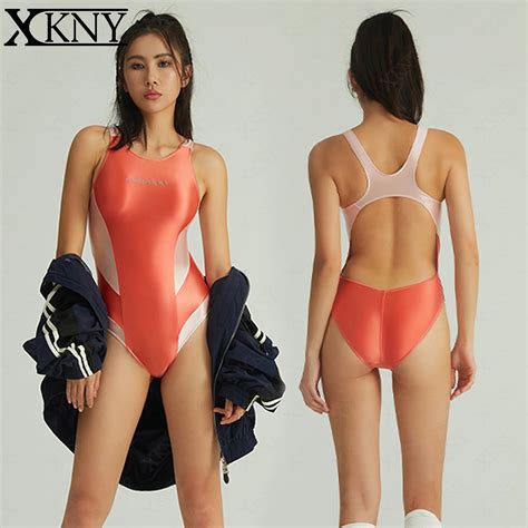 Xckny Satin Gl Nzend Badeanzug Orange Badeanzug Sexy Gl Nzend Fettige