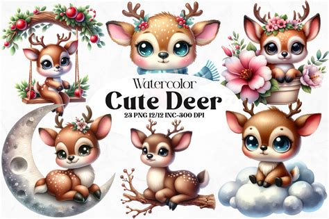 Cute Baby Deer Sublimation Clipart Graphic By RevolutionCraft