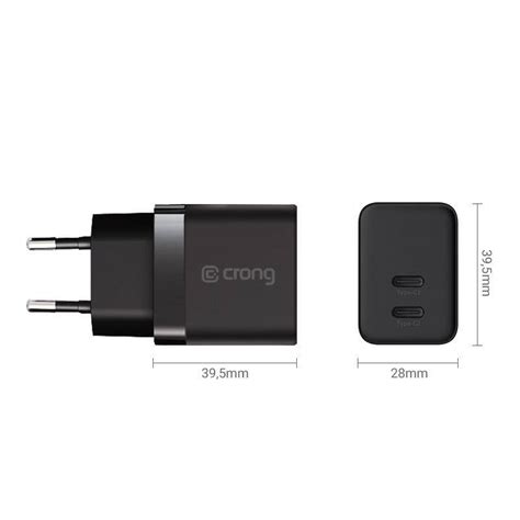 Crong Ultra Compact GaN Wall Charger 2x USB C Power Delivery 35W