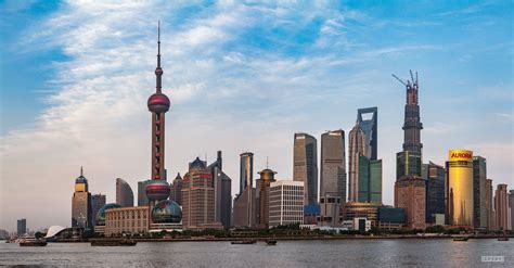 Shanghai Skyline This Is Pudong District View From The Bund Across