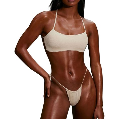 Knosfe Bikini Sets For Women Sexy Halter Low Rise Bathing Suit Beach String Swimsuit Summer