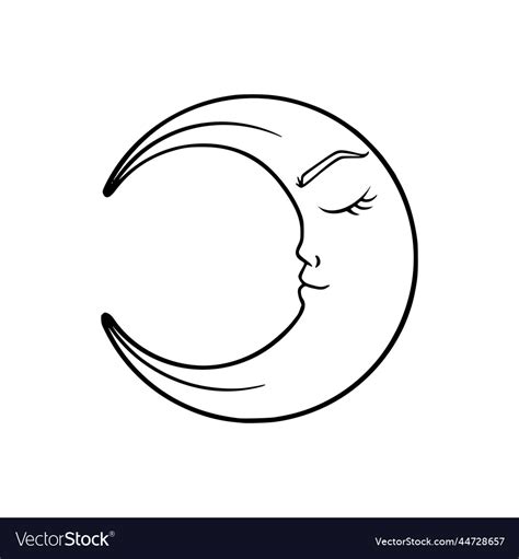 Tarot Crescent Moon Sketch Spiritual Royalty Free Vector