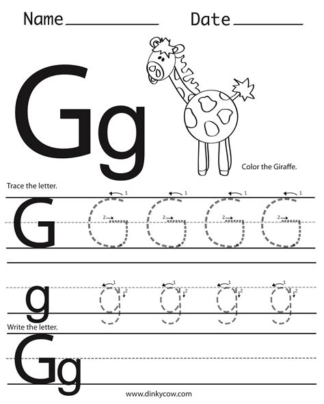 Free Printable Preschool Worksheets Tracing Letters G Half Revolutions