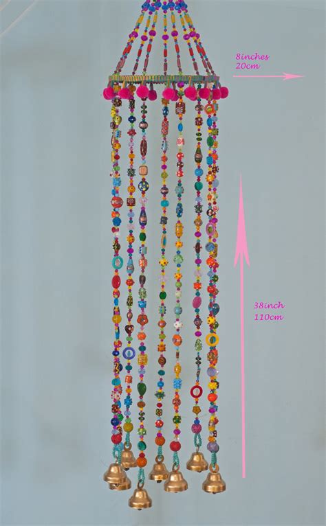 Unique Home Decorcolorful Bohemian Beaded Mobile With Brass Etsy