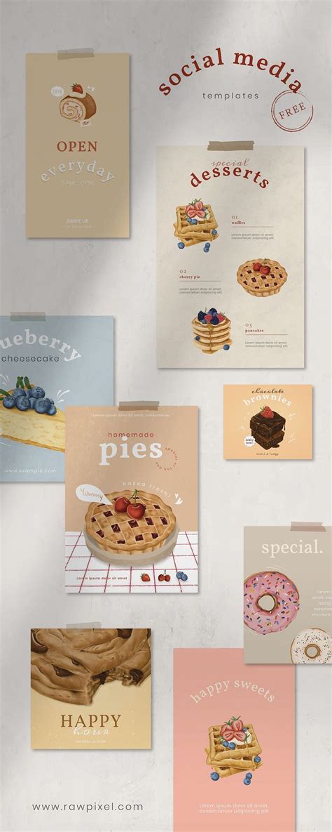 High Quality Pastel Dessert Social Media Promotion Template Collection