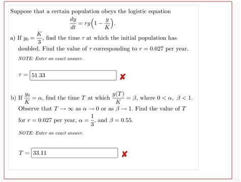 Solved Suppose That A Certain Population Obeys The Logistic Chegg