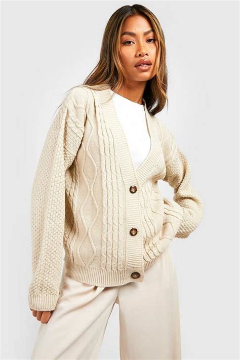 Cable Knit Crop Cardigan Boohoo Uk