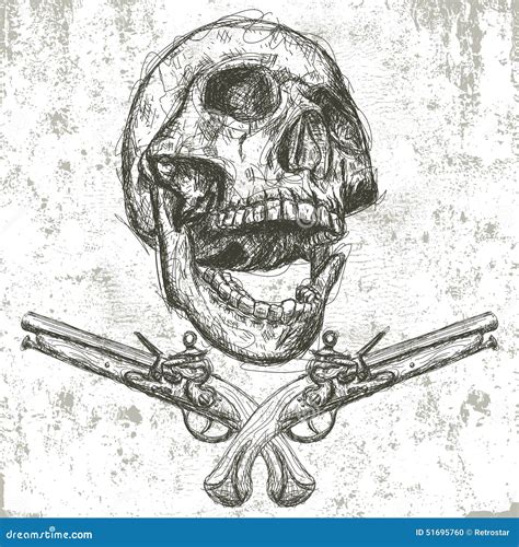 Skull And Pistols Stock Vector Illustration Of Damaged 51695760