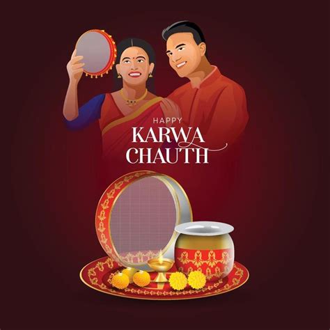 Happy Karwa Chauth Festival Card With Karva Chauth Is A One Day