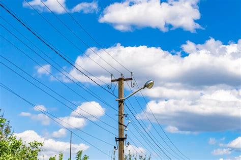 Premium Photo Power Electric Pole With Line Wire On Colored