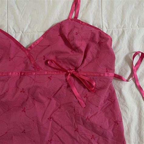 Vintage Hot Pink Spaghetti Strap Coquette Top Depop