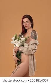 Sexy Nude Woman Bouquet Flowers On Stock Photo 2471380817 Shutterstock
