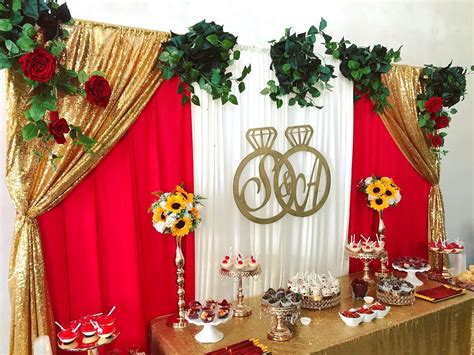 Bodas De Oro Decoración En Rojo Y Dorado