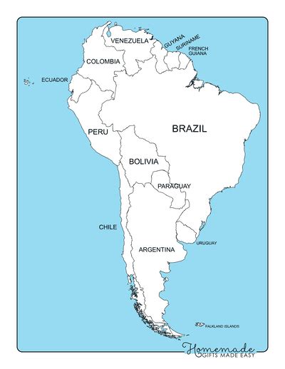 Free Printable Blank Map Of South America