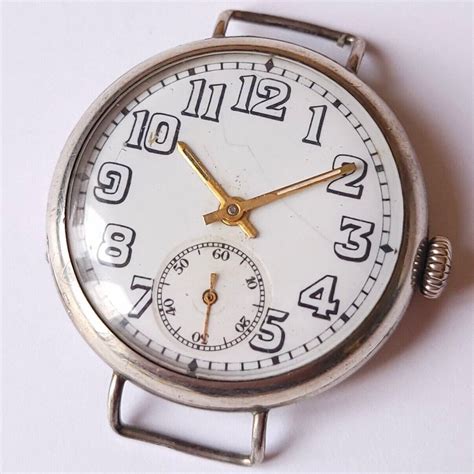 Ww Silver Hallmarked Trench Watch Military Antique Vintage Mens