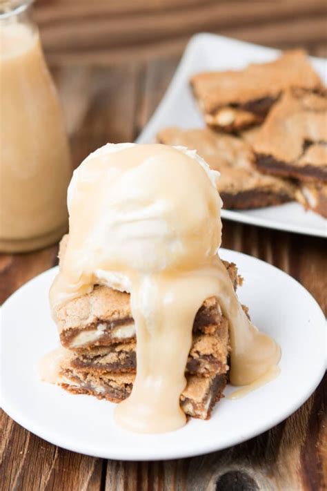 Maple Pecan Blondies With White Chocolate Butter Sauce