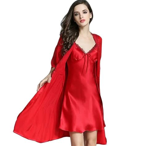 100 Silkworn Silk Women Sleeping Robe Nightdress Two Piece Sets Summer