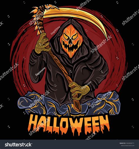 Grim Reaper Wearing Halloween Mask Comes Stock Vector (Royalty Free ...