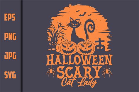 Halloween Scary Cat Lady Vector Design Graphic By Styrine · Creative