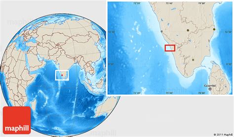 Shaded Relief Location Map of Calicut