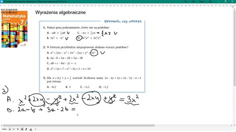 SCU str 168 WYRAŻENIA ALGEBRAICZNE Matematyka z plusem 7 YouTube