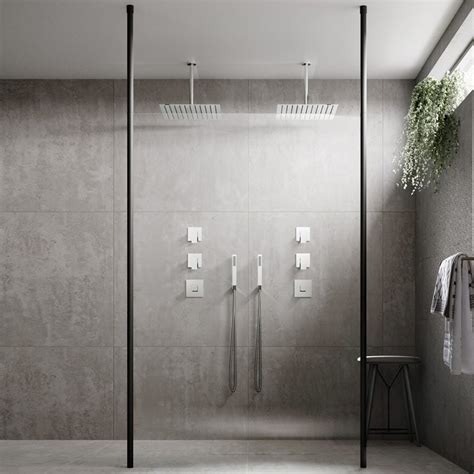 Hudson Reed Walk Through 1100mm Wetroom Shower Screen And Ceiling Poles