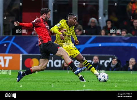 Milan Italy 28th Nov 2023 Jamie Bynoe Gittens Of Borussia Dortmund