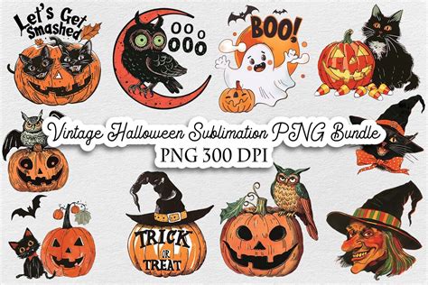 Vintage Halloween Sublimation PNG Bundle Graphic By Lloy Design