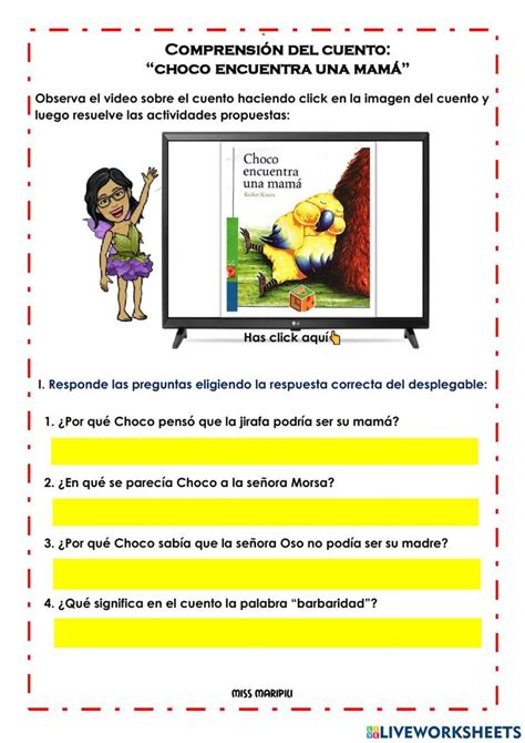 Cuento Choco encuentra una mamá worksheet