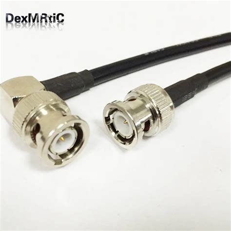 RF Coaxial Cable RG58 With BNC Male To BNC Male Right Angle 90 Degree