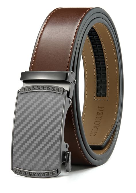 CHAOREN Mens Belts Leather Ratchet Belt With Automatic Slide Buckle And