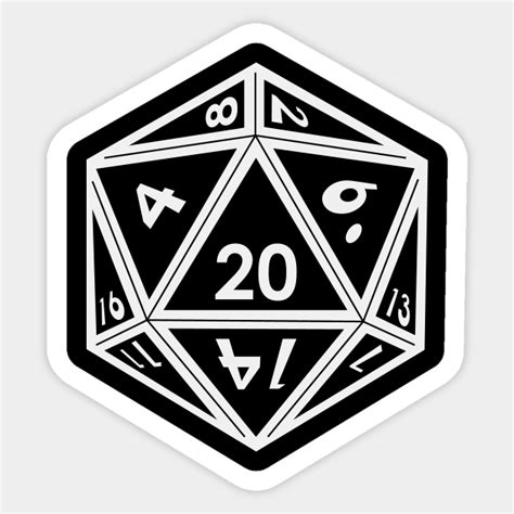 Transparent D20 Dice (White Outline) Full Size - D20 Dice - Sticker ...