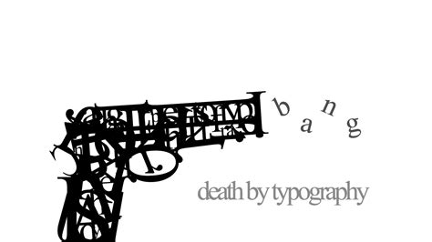 Black pistol death by typography illustration, typography, black, white, minimalism HD wallpaper ...