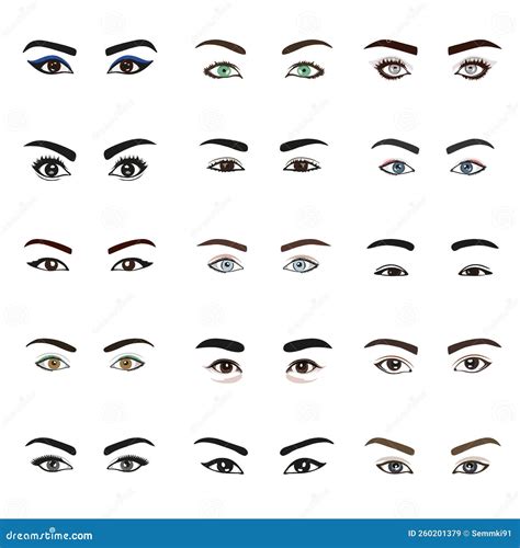 Un Ensemble Dyeux Et De Sourcils Différents Portrait De Femmes De
