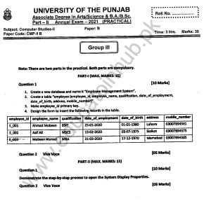 Computer Science Ads Bsc Iv Practical Past Paper Solution Group