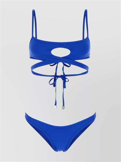The Attico Crossed Lace Back Bandeau Bikini The Fashion Square