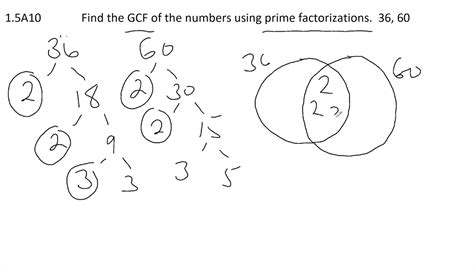 1 5a10 Gcf Using Prime Factorization Youtube