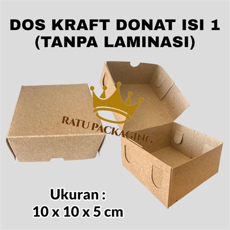 Jual RATU Dos KRAFT DONAT D1 TANPA LAMINASI ISI 1 Box Kardus Dus Kue