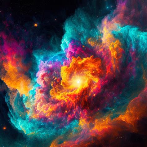 Abstract Illustration Colorful Space Galaxy Cloud Nebula Stary Night