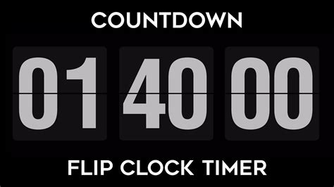 1 Hour 40 Minute Countdown Flip Clock Timer With Alarm 4k Youtube