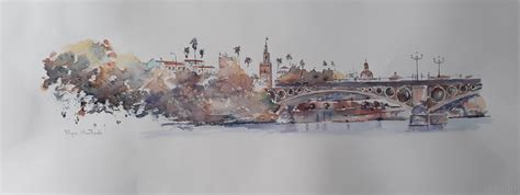 Puente De Triana Sevilla Espa A Gato De Acuarela Pintura Y Dibujo