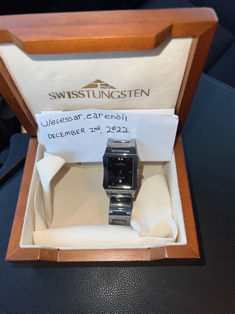Wts Swiss Tungsten Sapphire Watch With 2 Genuine Diamonds Set On Face