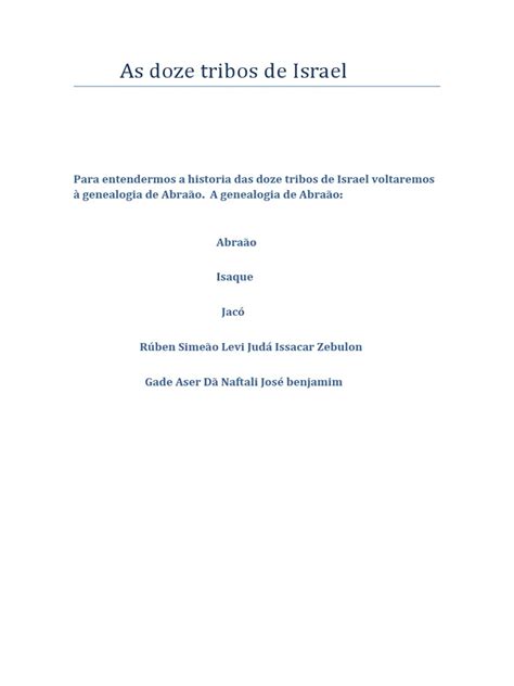 As Doze Tribos De Israel Pdf